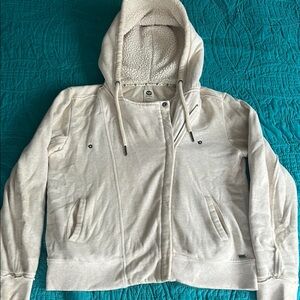 Roxy Cream Hoodie w/ diagonal zip size large (kids)